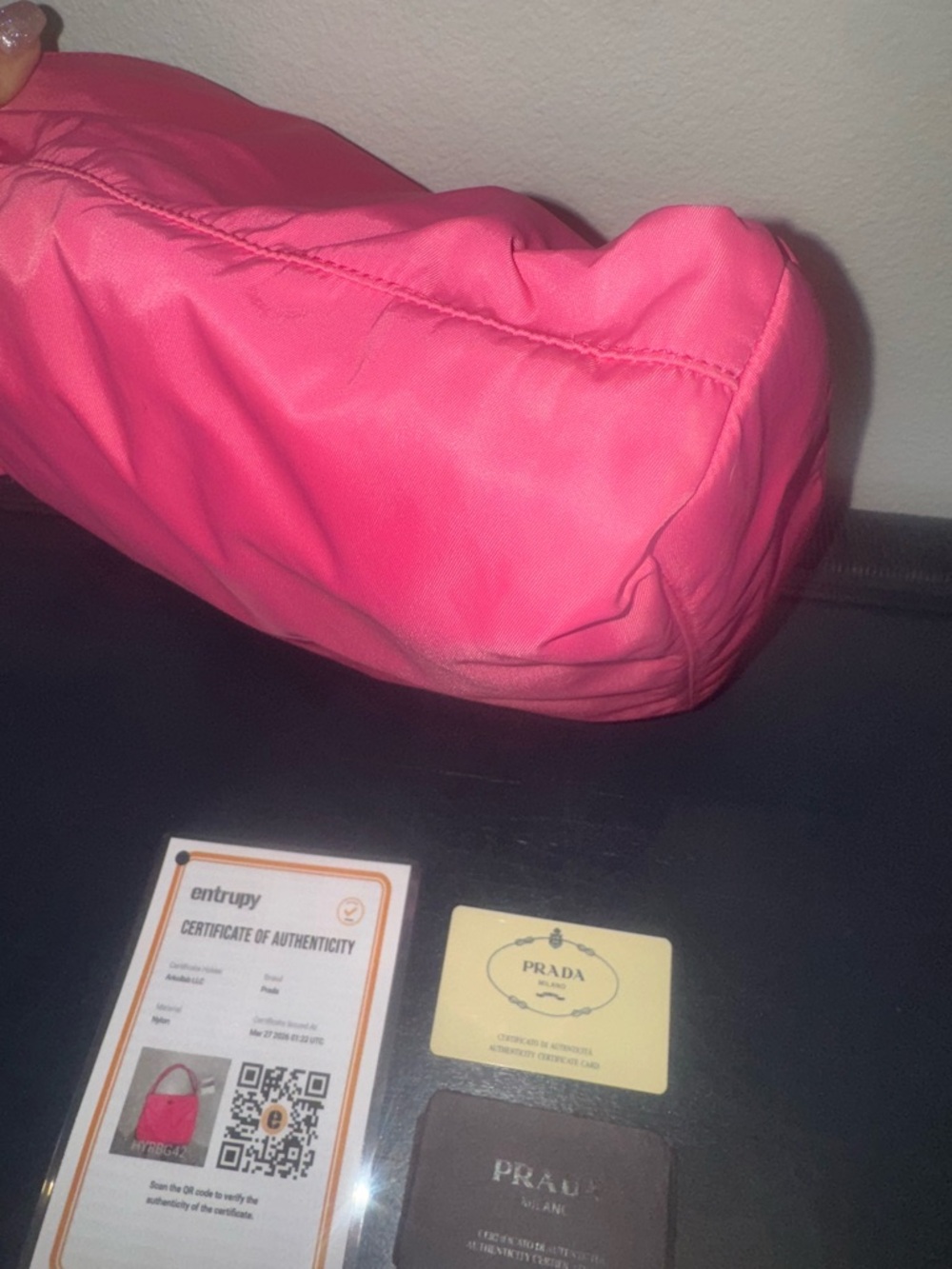 Prada Hot Pink Nylon Double-Strap Shoulder Bag with COA - Picture 12 of 15